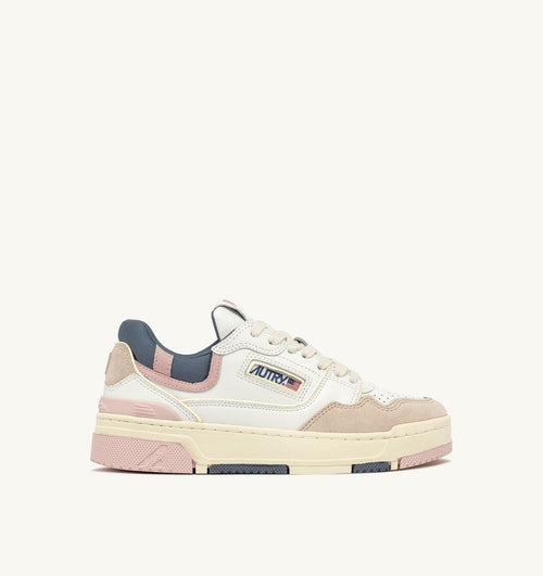 CLC LOW IN PELLE E SUEDE BIANCO E PEACH WHIP
