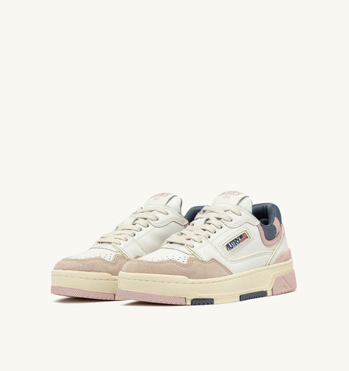 CLC LOW IN PELLE E SUEDE BIANCO E PEACH WHIP