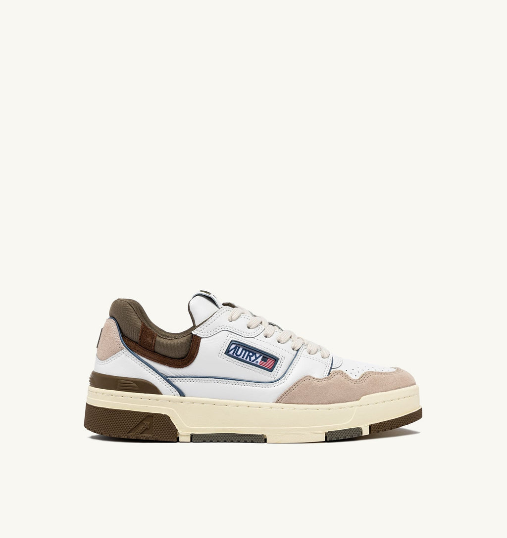CLC LOW IN PELLE E SUEDE BIANCO E COVERT GREEN