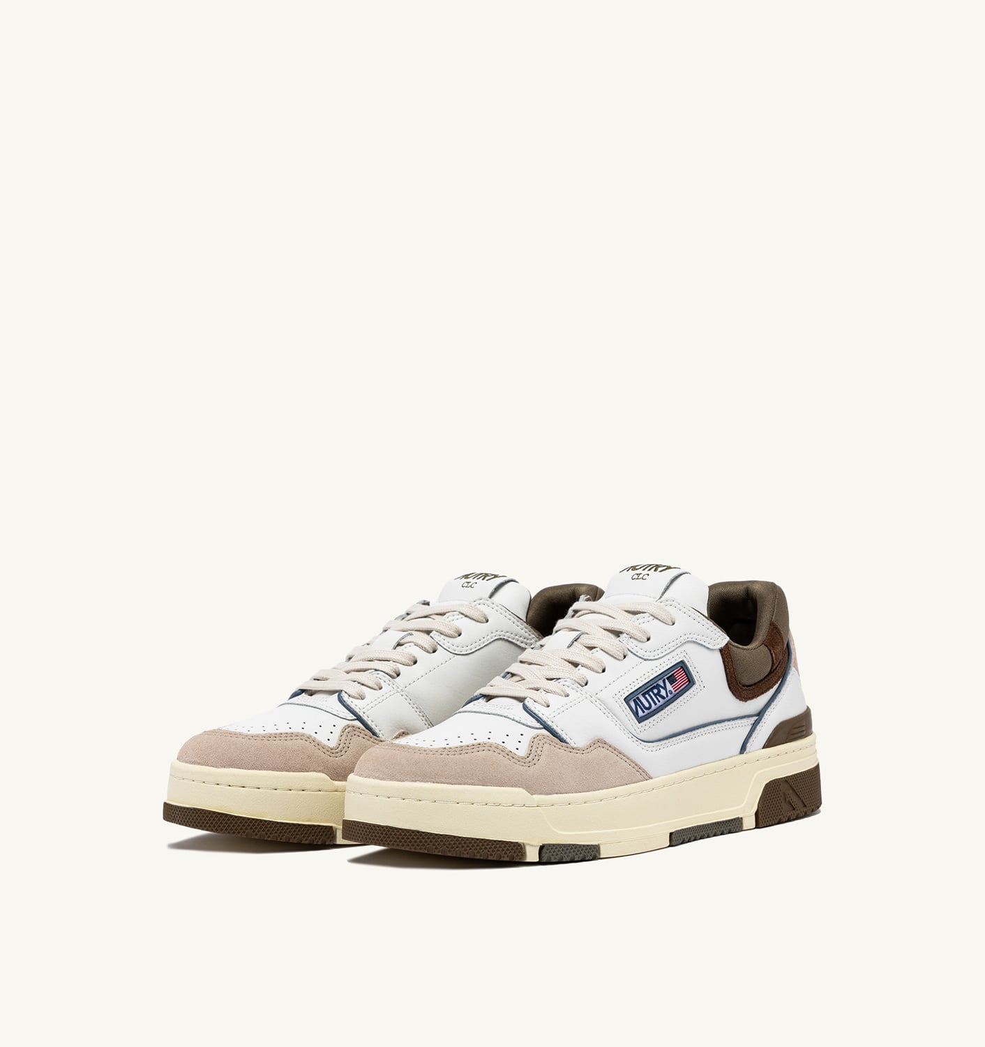 CLC LOW IN PELLE E SUEDE BIANCO E COVERT GREEN