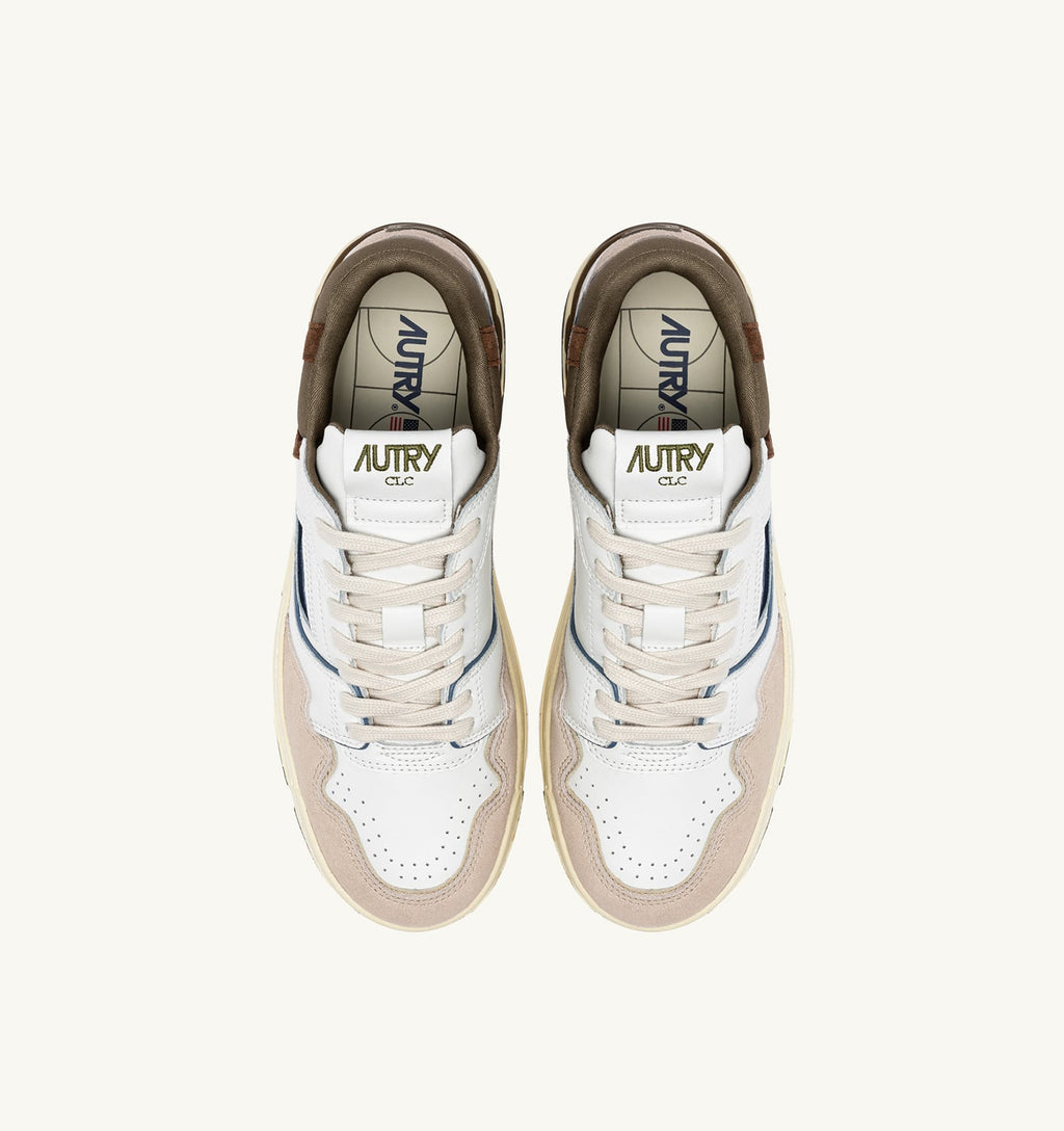 CLC LOW IN PELLE E SUEDE BIANCO E COVERT GREEN
