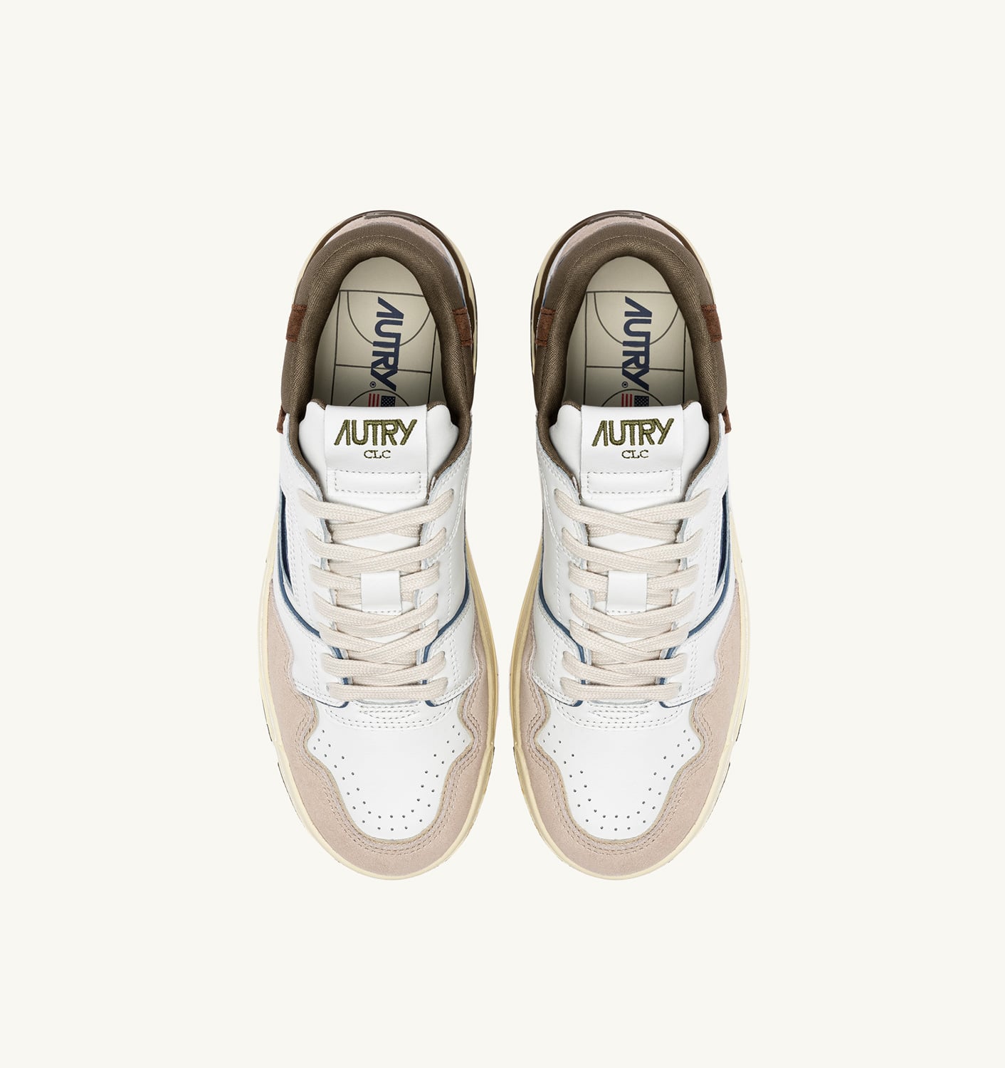CLC LOW IN PELLE E SUEDE BIANCO E COVERT GREEN