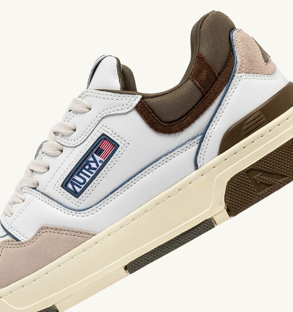 CLC LOW IN PELLE E SUEDE BIANCO E COVERT GREEN