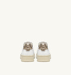 MEDALIST LOW IN PELLE BIANCA E METALLIZZATA ORO