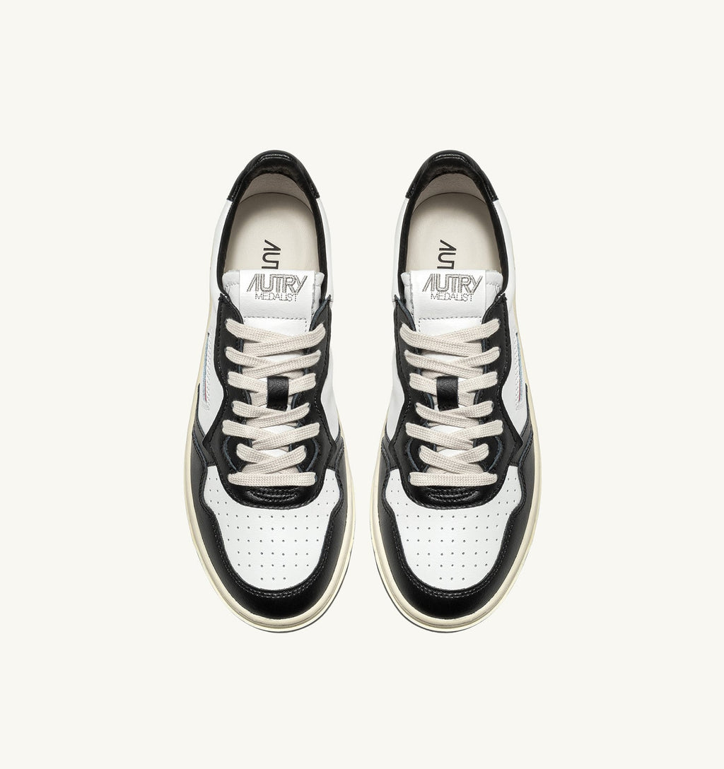 MEDALIST LOW BICOLOR IN PELLE BIANCA E NERA