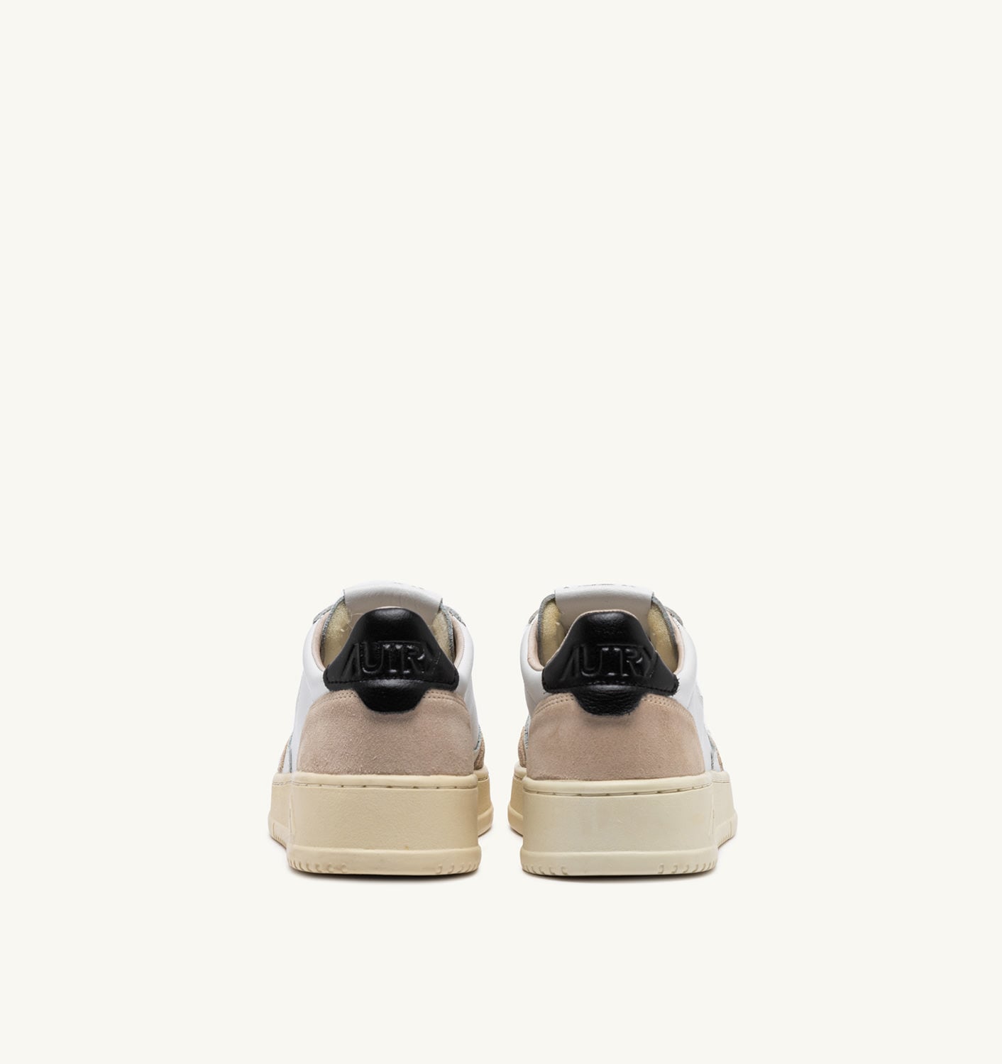 MEDALIST LOW IN PELLE BIANCA E NERA E SUEDE BEIGE