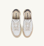 MEDALIST LOW IN PELLE BIANCA E NERA E SUEDE BEIGE