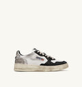 MEDALIST LOW SUPER VINTAGE LOW IN PELLE BIANCA NERA E ARGENTO