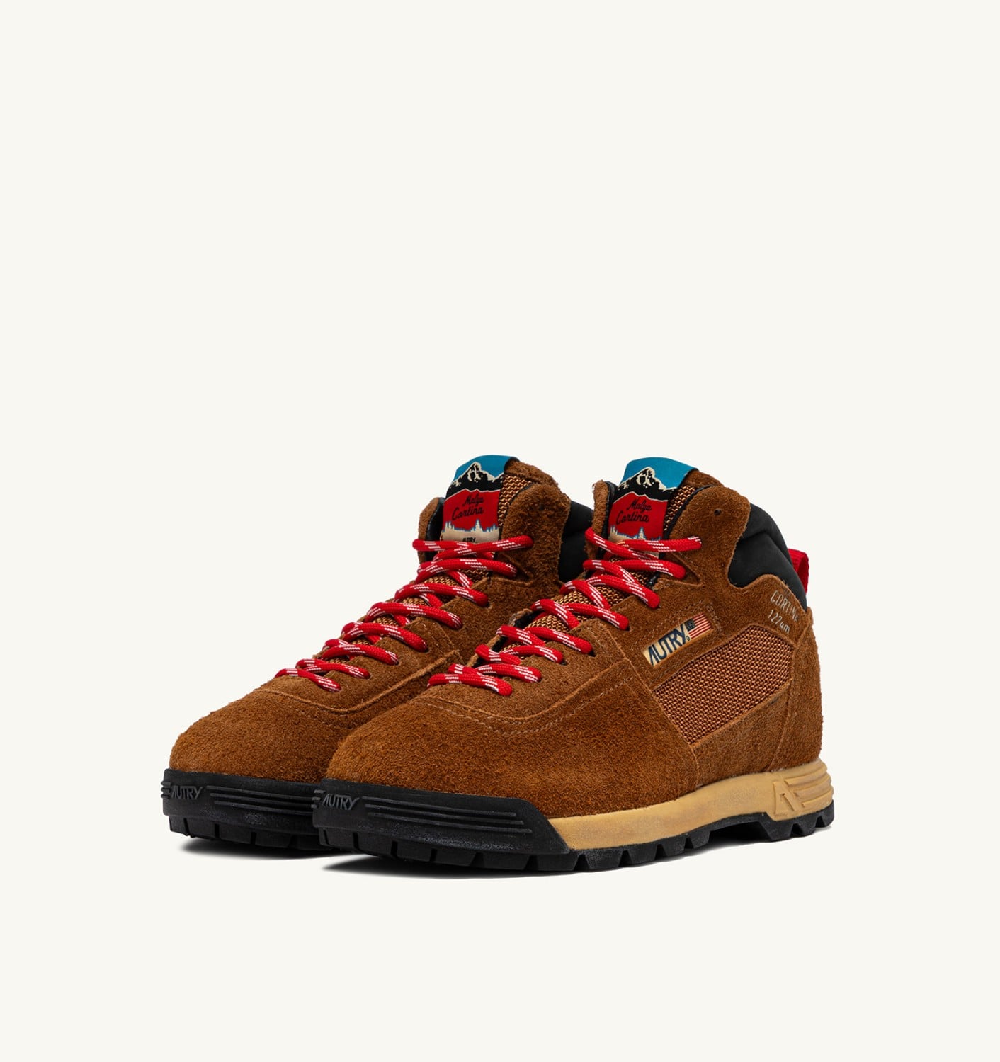 MALGA CORTINA IN SUEDE CASTAGNA E FLAME SCARLET DONNA