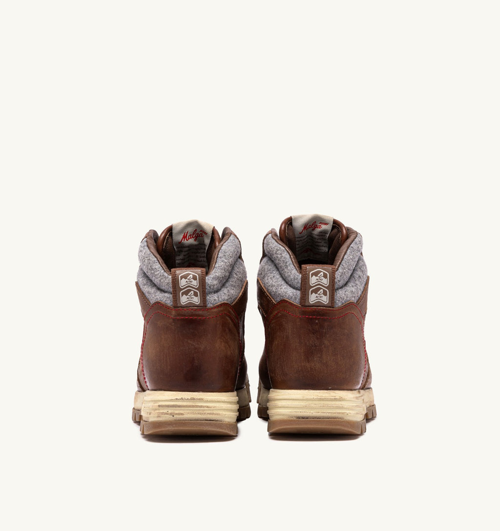MALGA IN PELLE CUOIO E GRIGIO DONNA