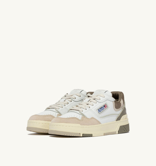 CLC LOW IN PELLE E SUEDE BIANCO PELICAN E COVERT GREEN