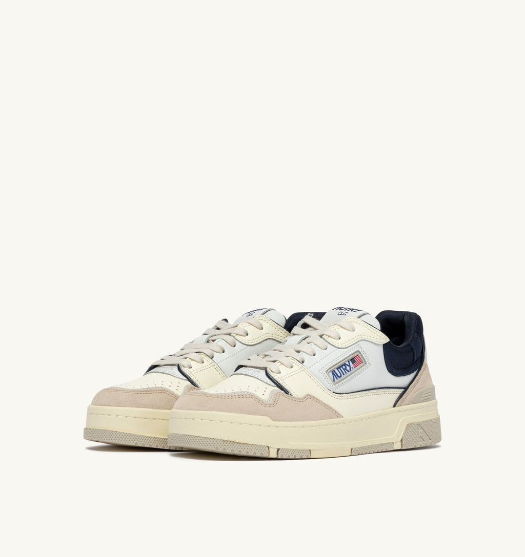 CLC LOW IN PELLE E SUEDE BIANCO SAND E SPACE BLUE