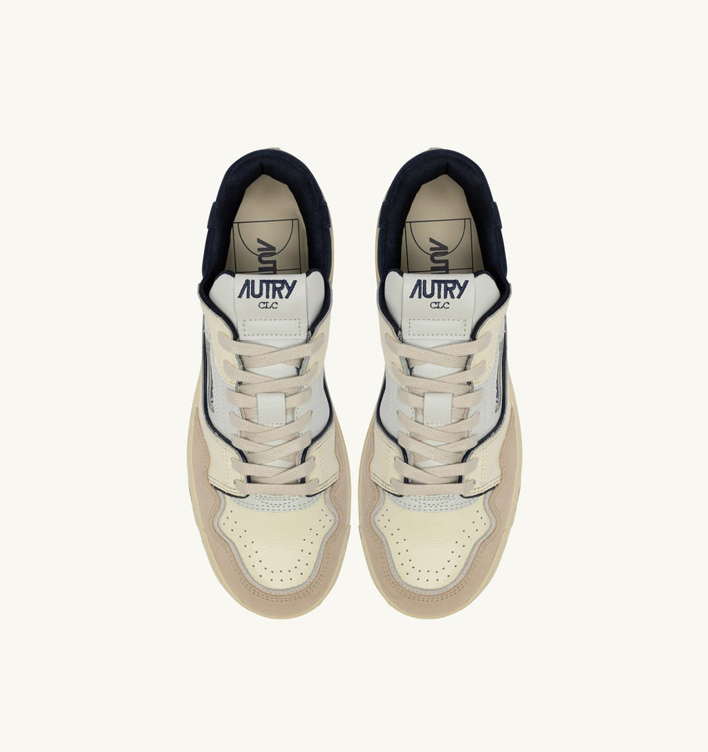 CLC LOW IN PELLE E SUEDE BIANCO SAND E SPACE BLUE