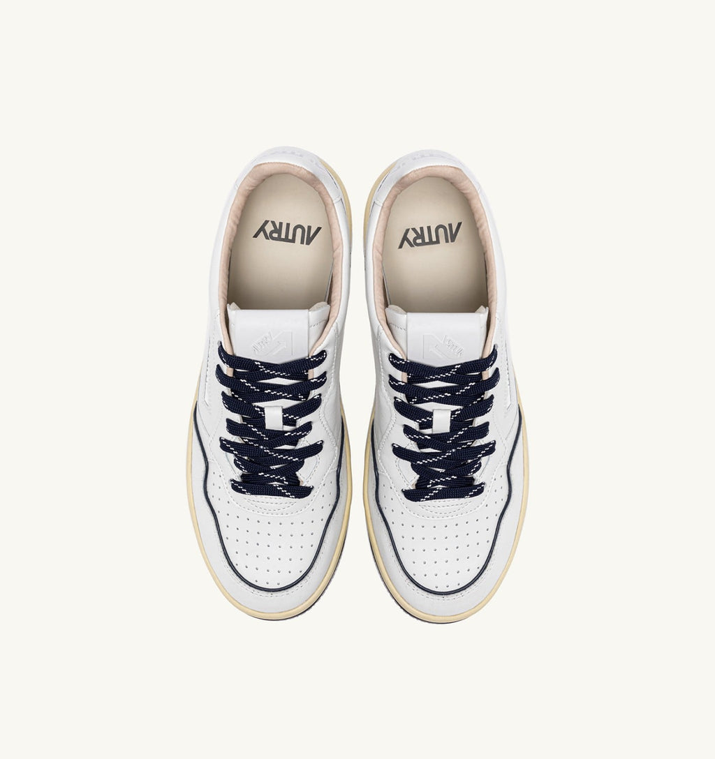 GOLF LOW IN PELLE BIANCA E NAVY