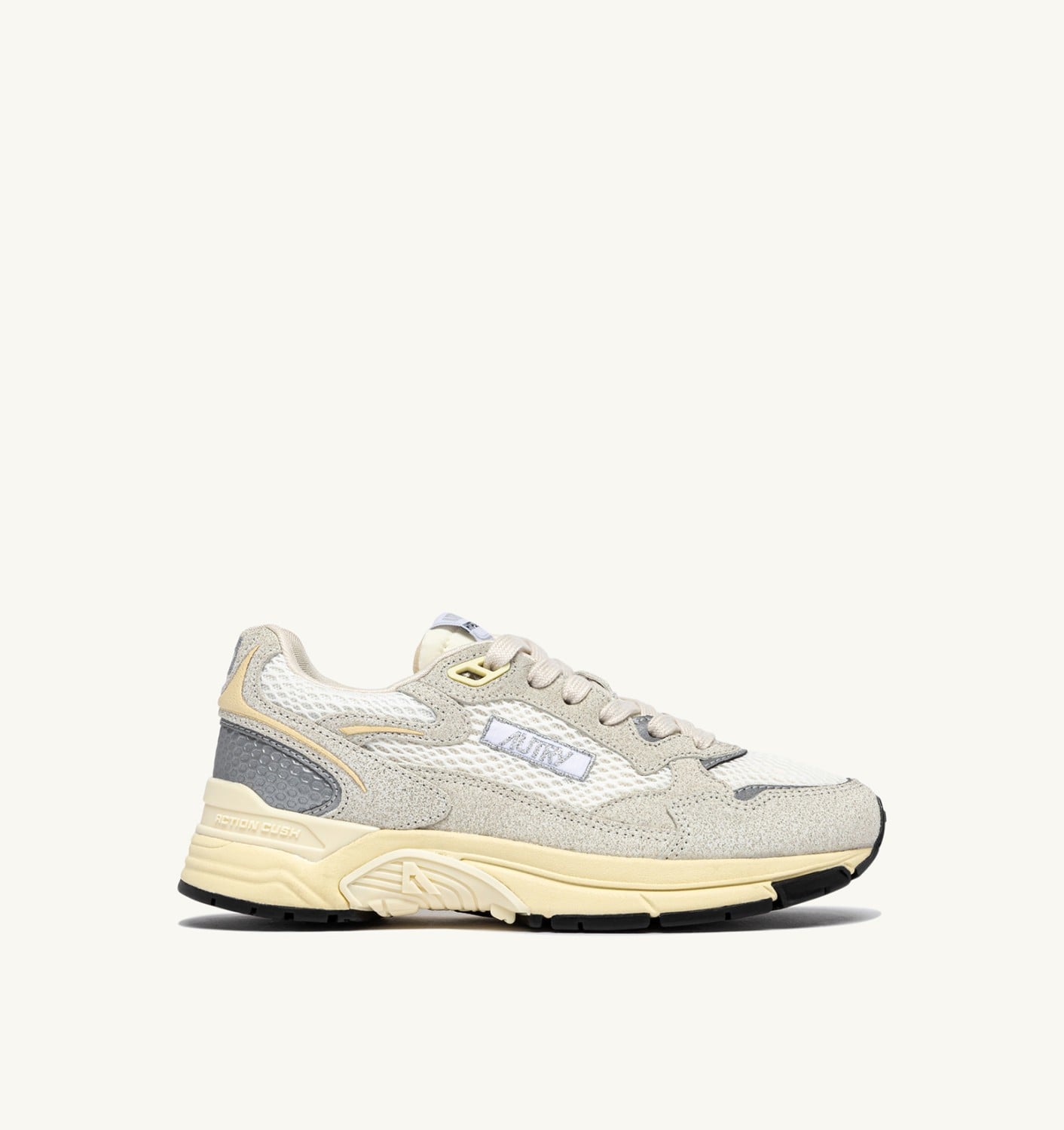 HYPERWAY IN MESH BIANCO E PELLE GLITTER GRIGIA