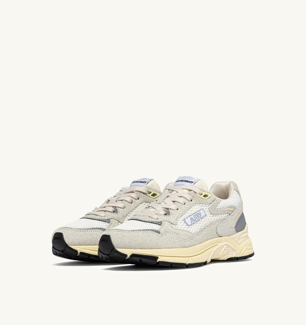 HYPERWAY IN MESH BIANCO E PELLE GLITTER GRIGIA