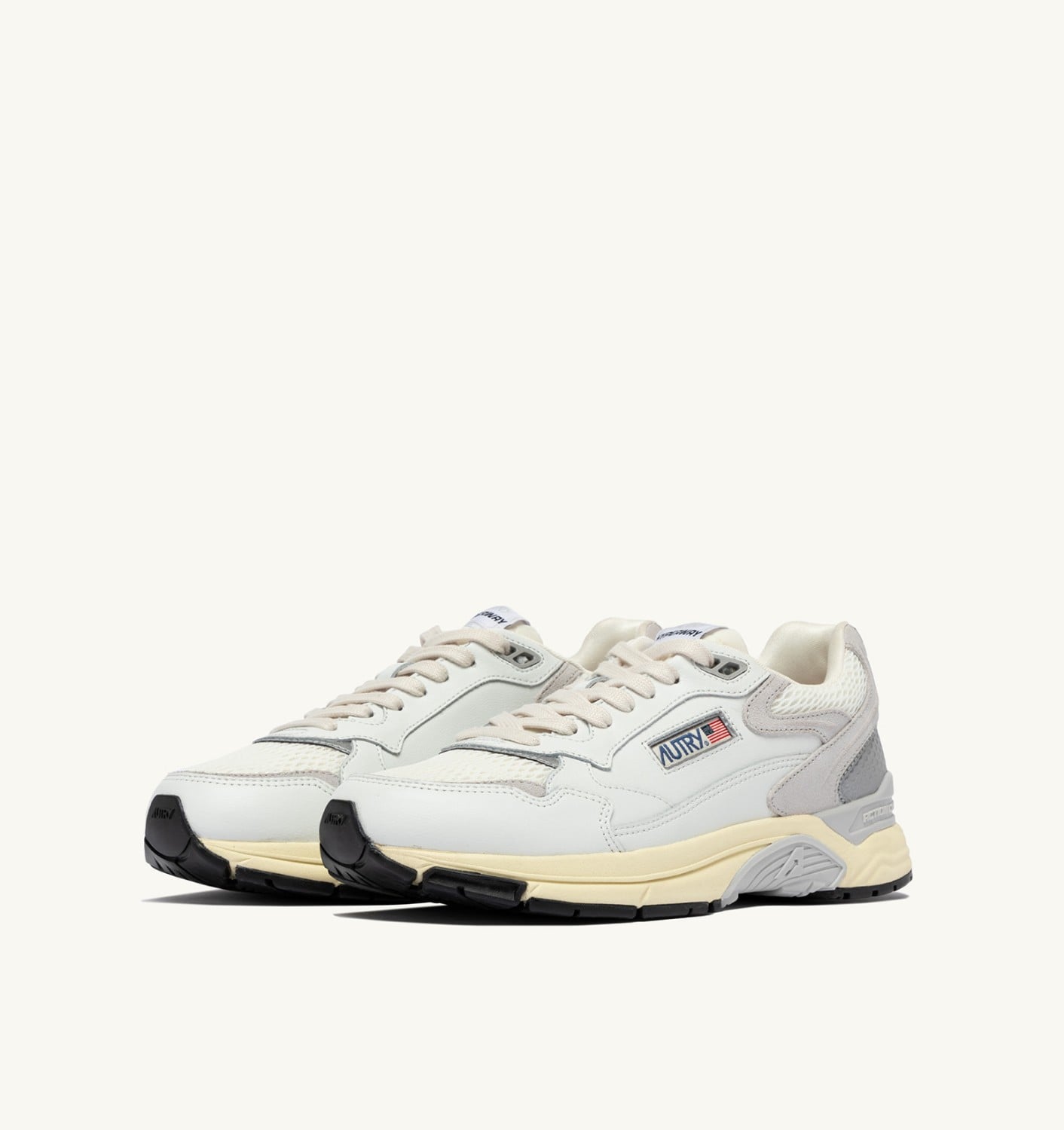 HYPERWAY IN MESH E PELLE BIANCO E GRIGIO