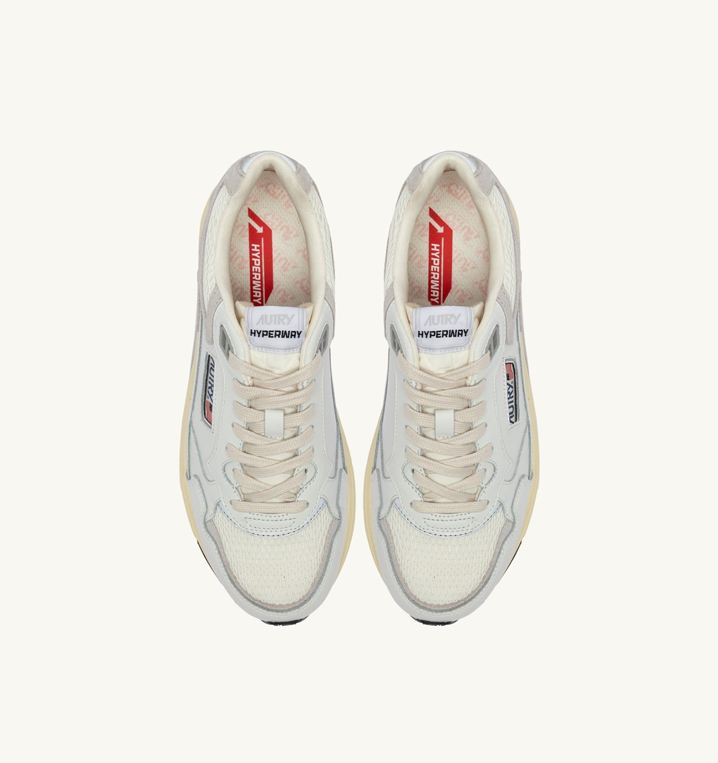 HYPERWAY IN MESH E PELLE BIANCO E GRIGIO
