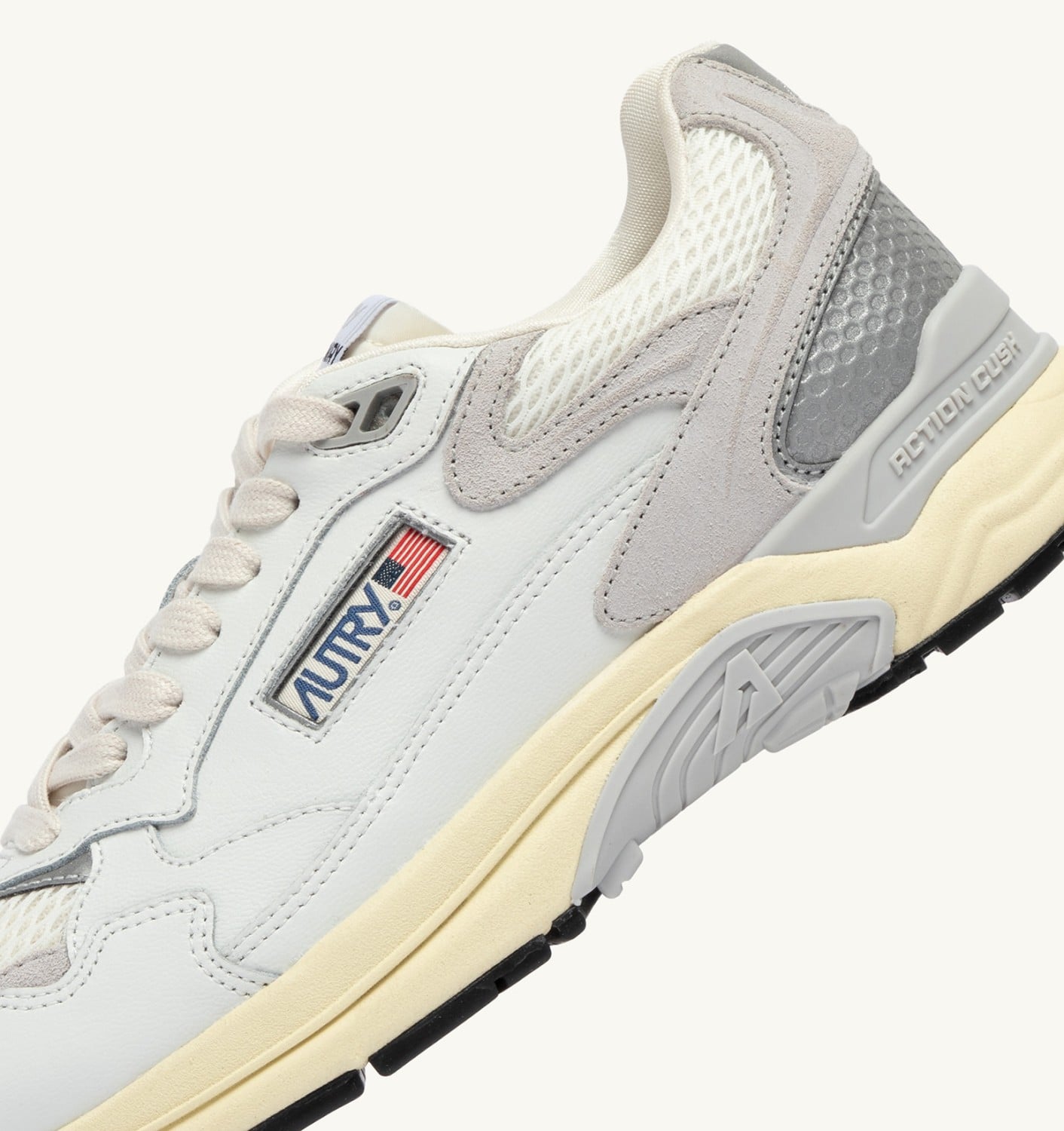 HYPERWAY IN MESH E PELLE BIANCO E GRIGIO
