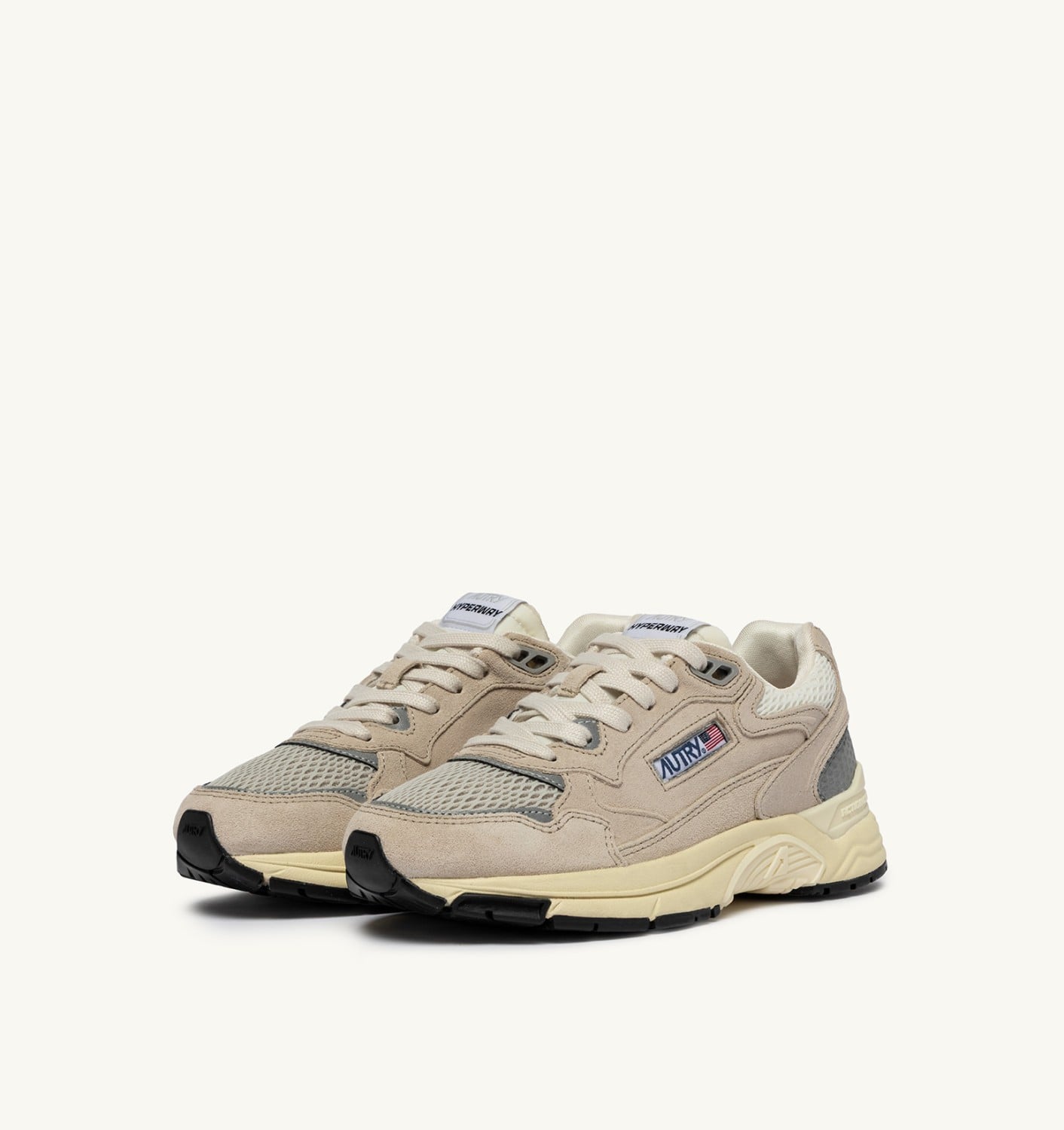HYPERWAY IN MESH E SUEDE SAND E ARGENTO