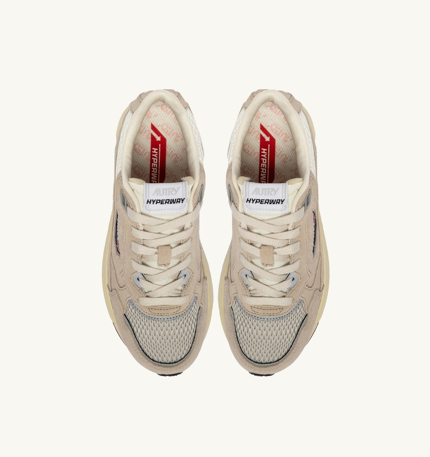 HYPERWAY IN MESH E SUEDE SAND E ARGENTO