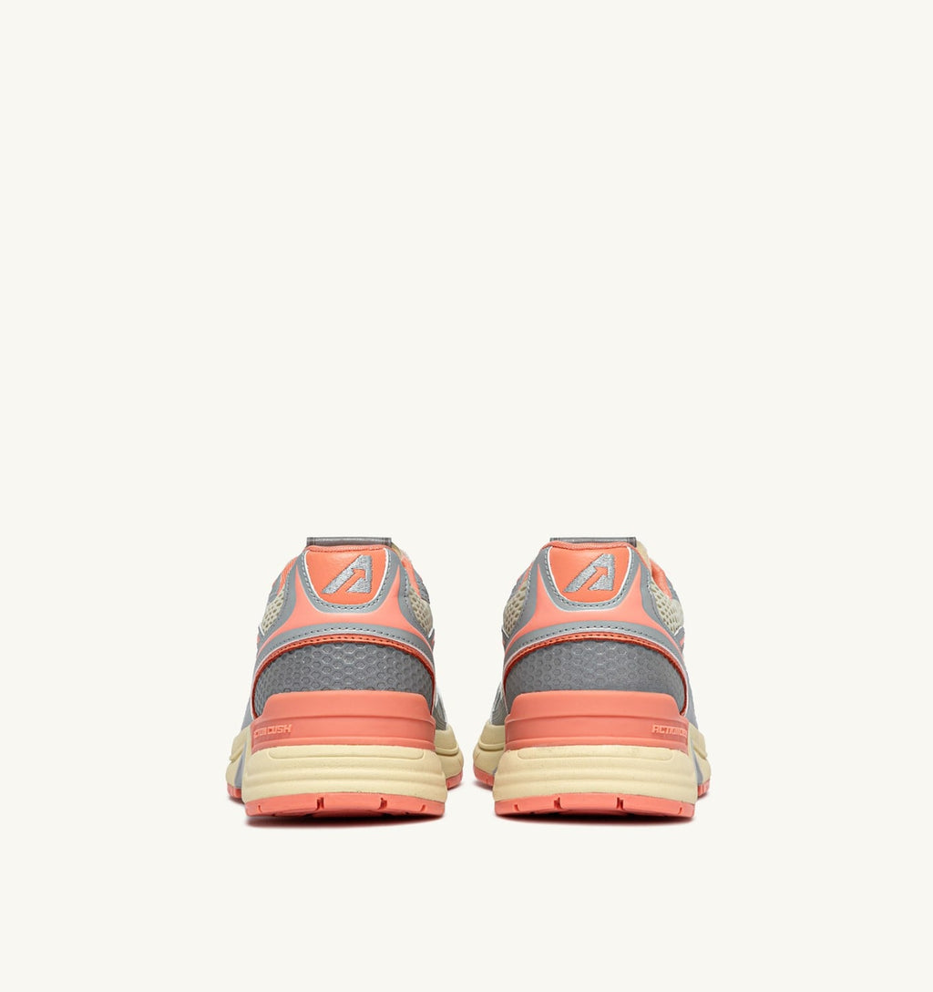 HYPERWAY IN PELLE SINTETICA E MESH ARGENTO ASPARAGUS E PEACH PINK