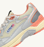 HYPERWAY IN PELLE SINTETICA E MESH ARGENTO ASPARAGUS E PEACH PINK