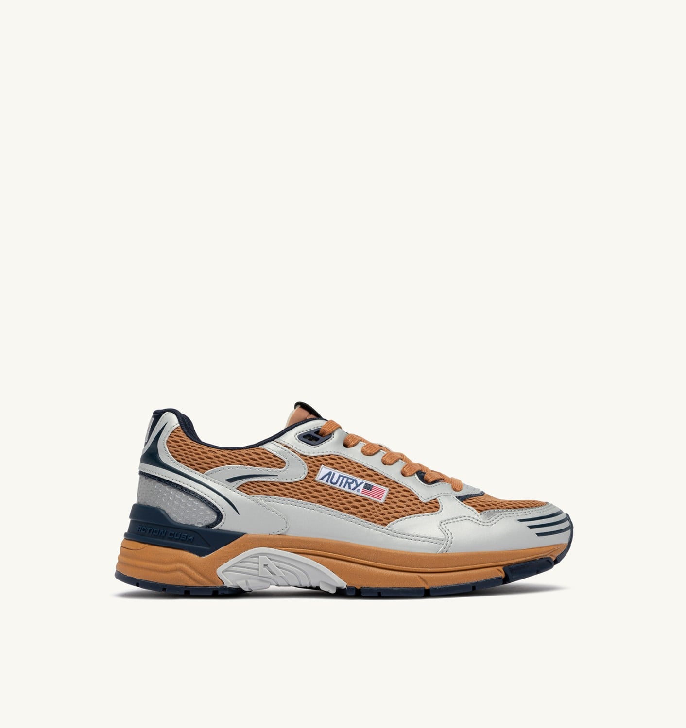 HYPERWAY IN PELLE SINTETICA E MESH ARGENTO BISCUIT E SPACE