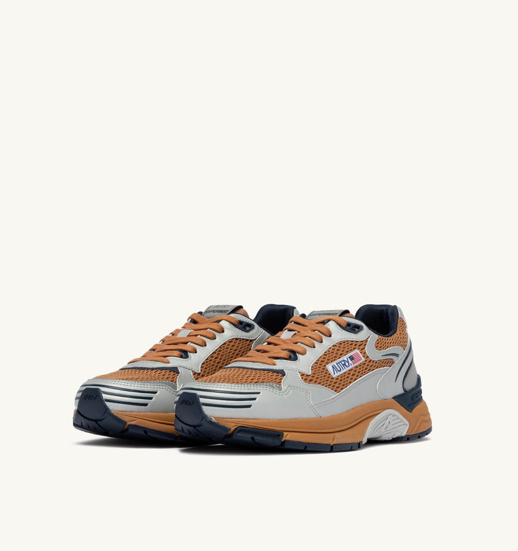 HYPERWAY IN PELLE SINTETICA E MESH ARGENTO BISCUIT E SPACE