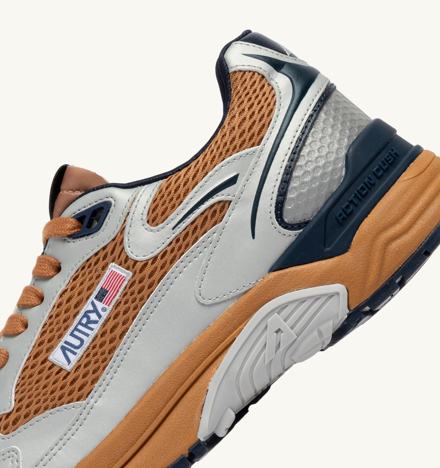 HYPERWAY IN PELLE SINTETICA E MESH ARGENTO BISCUIT E SPACE