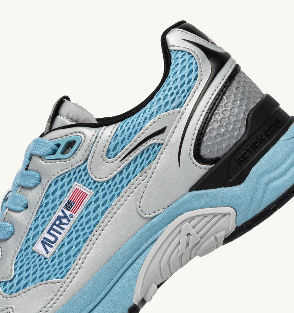 HYPERWAY IN PELLE SINTETICA E MESH ARGENTO NERO E FORGET ME NOT