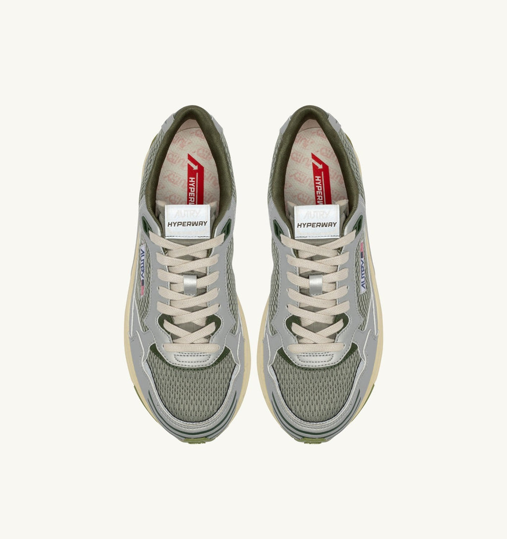 HYPERWAY IN PELLE SINTETICA E MESH ARGENTO SEA GRASS E CYPRESS