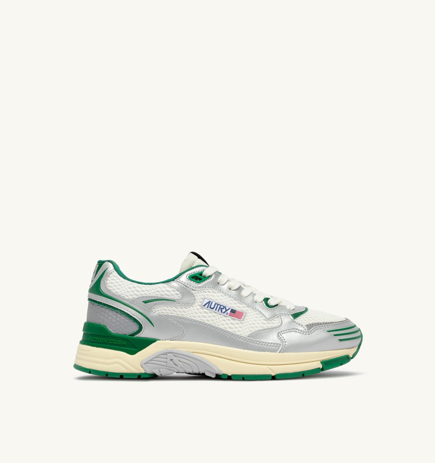 HYPERWAY IN PELLE SINTETICA E MESH BIANCO ARGENTO E AMAZON