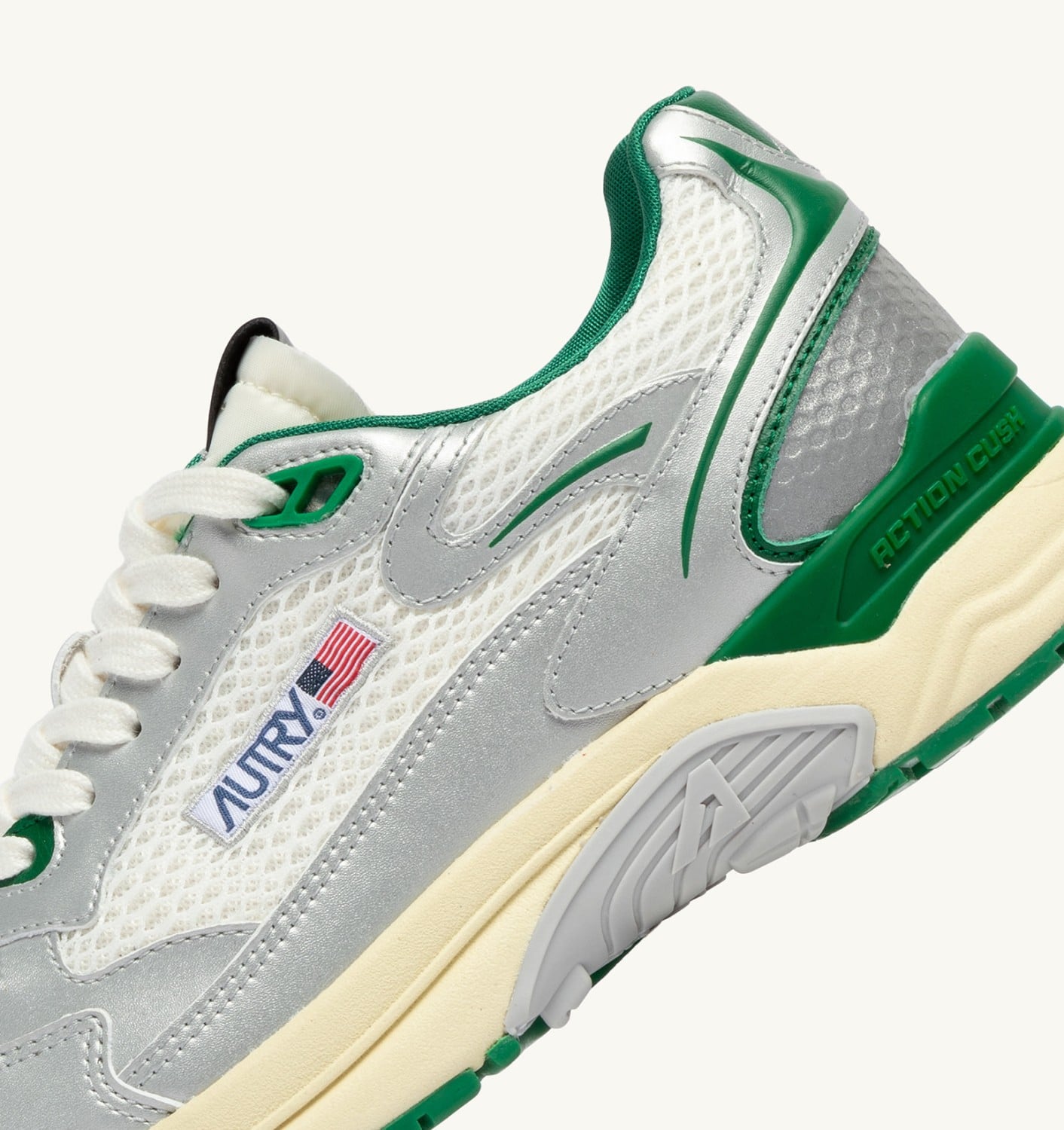 HYPERWAY IN PELLE SINTETICA E MESH BIANCO ARGENTO E AMAZON