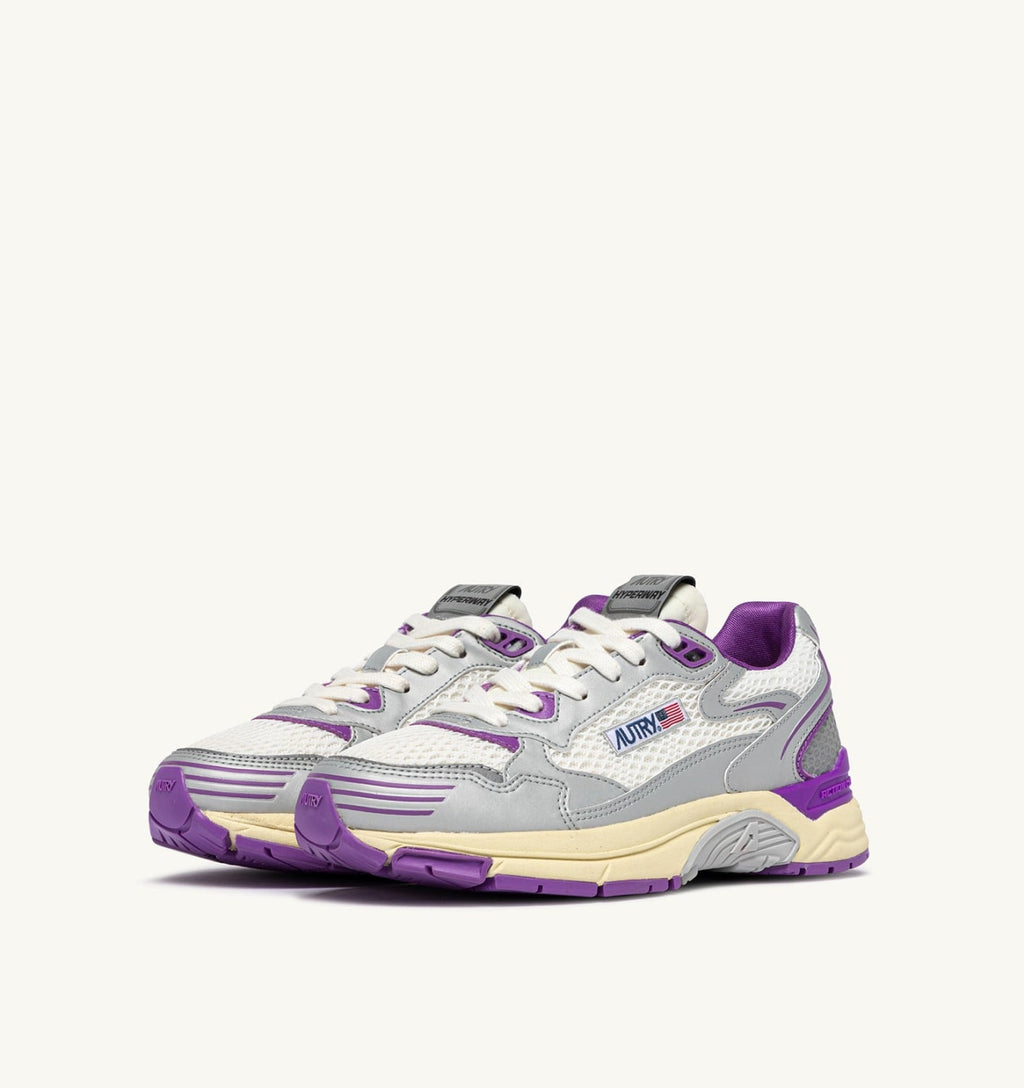 HYPERWAY IN PELLE SINTETICA E MESH BIANCO ARGENTO E DEWBERRY