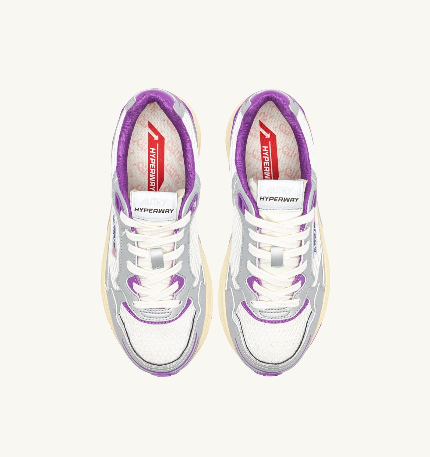 HYPERWAY IN PELLE SINTETICA E MESH BIANCO ARGENTO E DEWBERRY