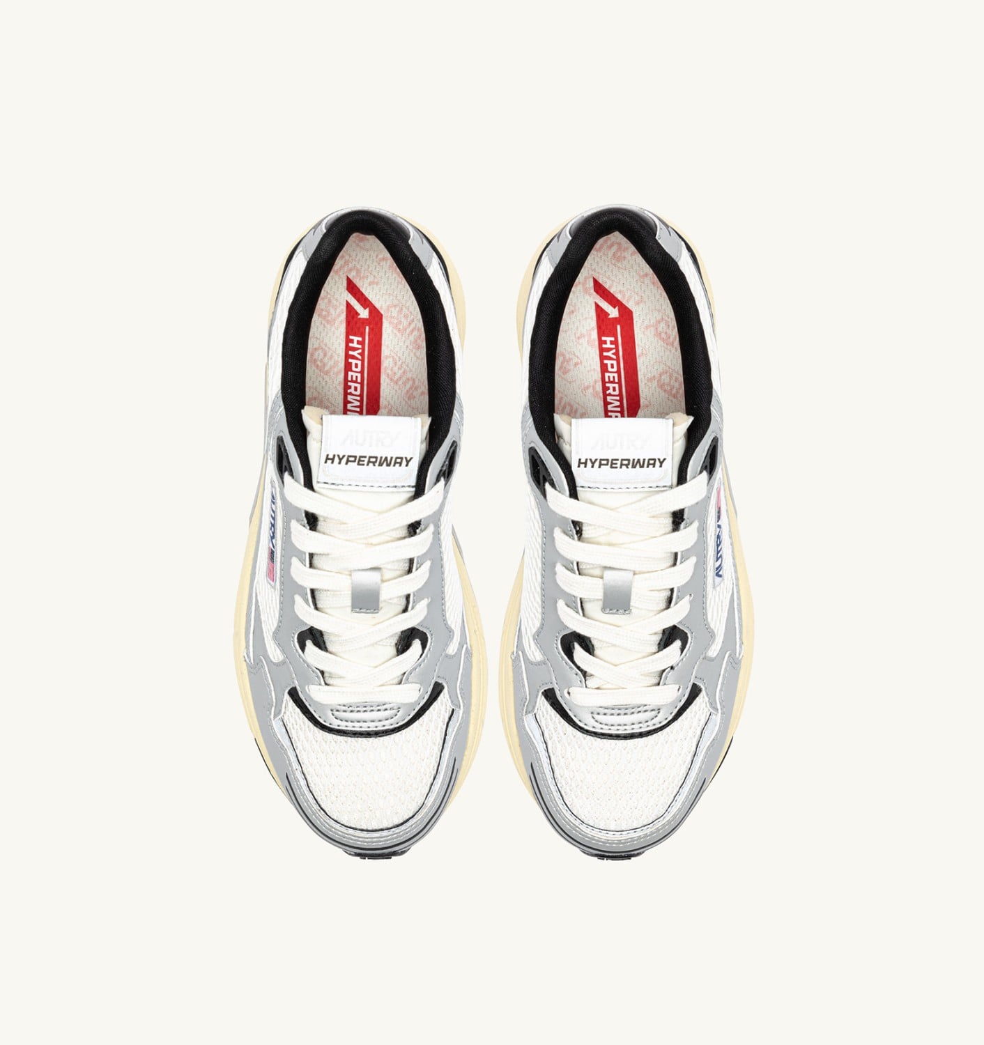 HYPERWAY IN PELLE SINTETICA E MESH BIANCO ARGENTO E NERO UOMO