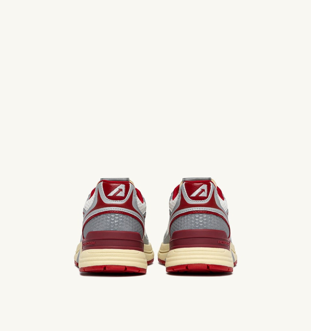 HYPERWAY IN PELLE SINTETICA E MESH BIANCO ARGENTO E ROSSO