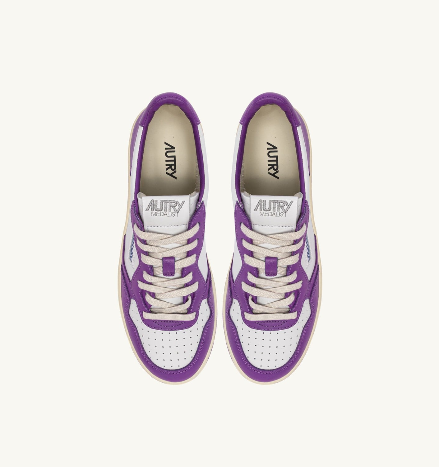 MEDALIST LOW BICOLOR IN PELLE BIANCA E DEWBERRY DONNA