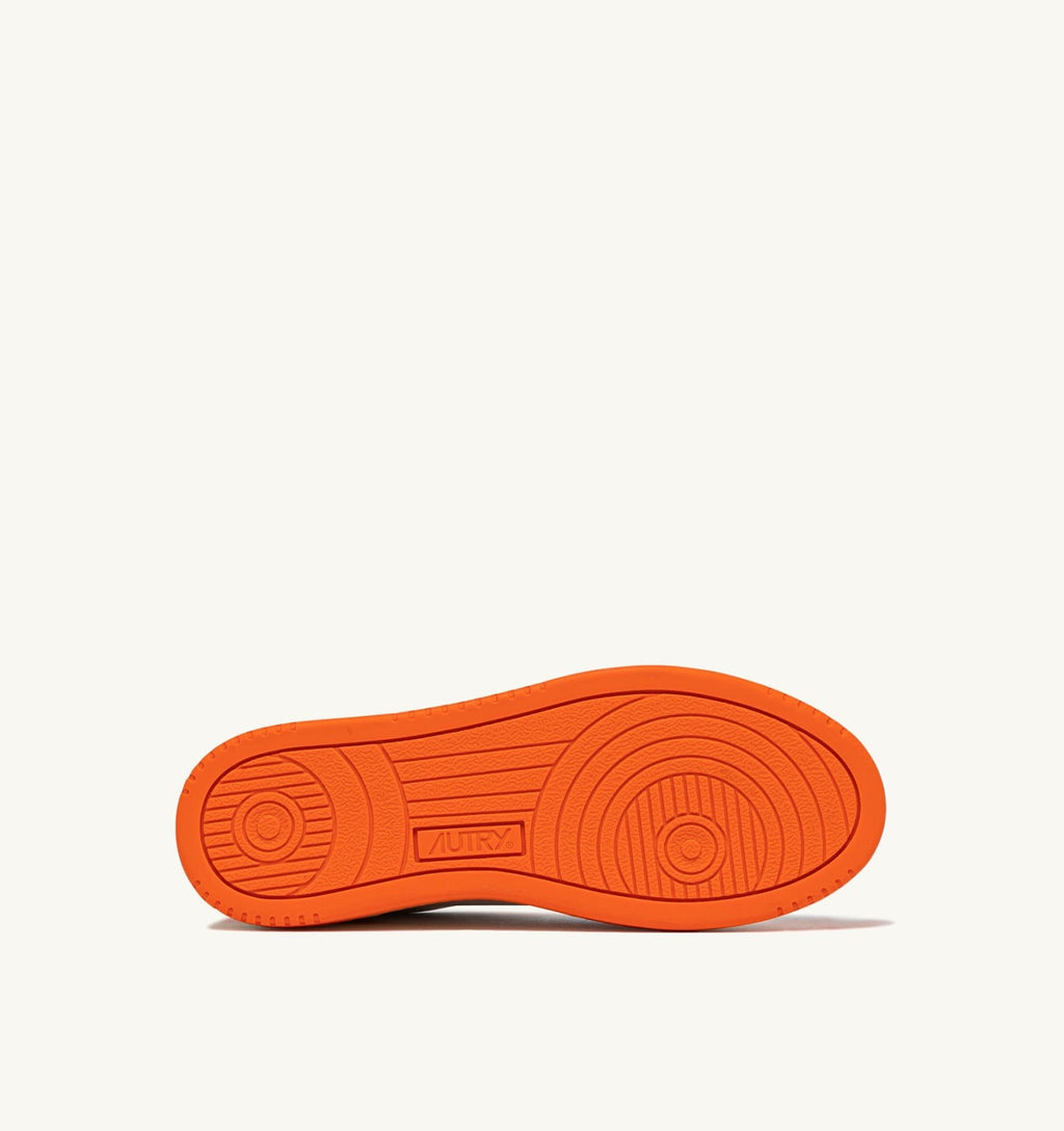 MEDALIST LOW BICOLOR IN PELLE BIANCA E PARSIMMON ORANGE UOMO
