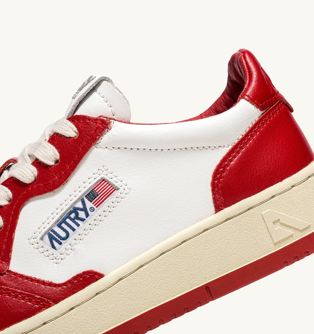 MEDALIST LOW BICOLOR IN PELLE BIANCA E ROSSA