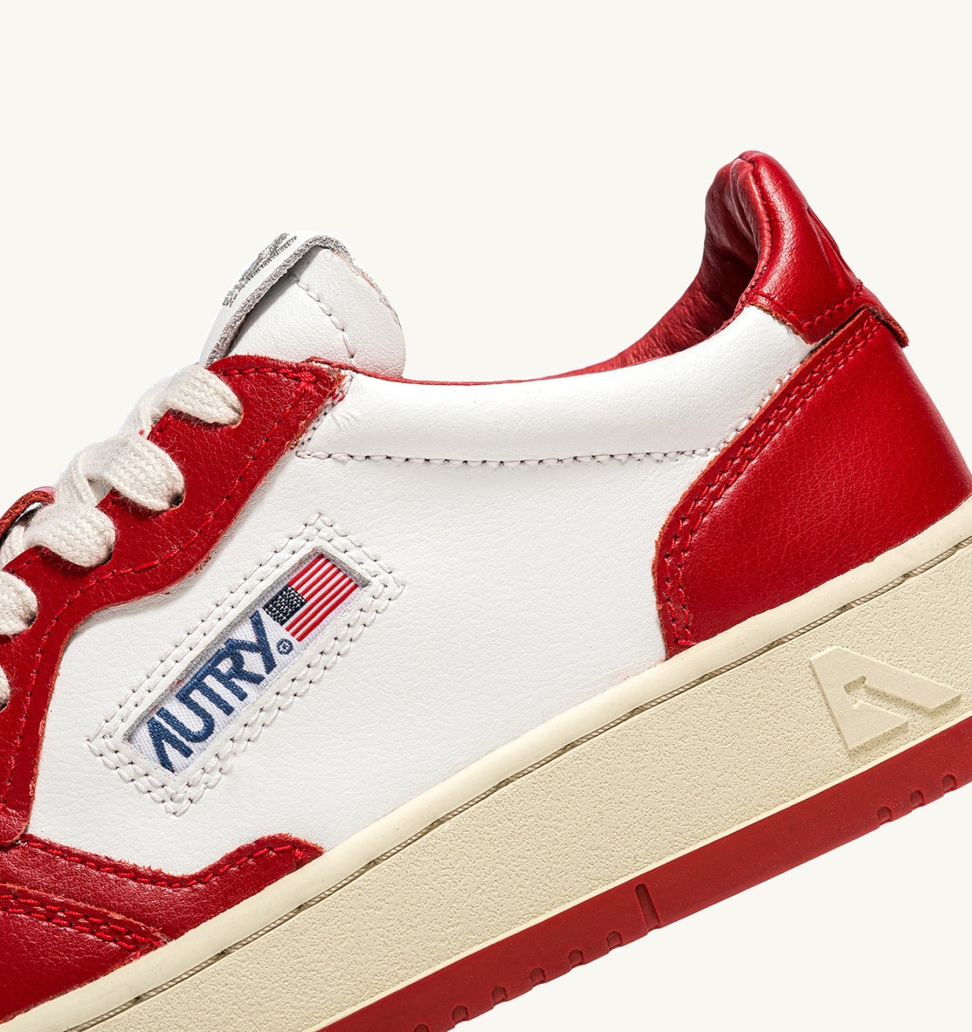 MEDALIST LOW BICOLOR IN PELLE BIANCA E ROSSA