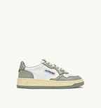 MEDALIST LOW BICOLOR IN PELLE BIANCA E SEA GRASS DONNA