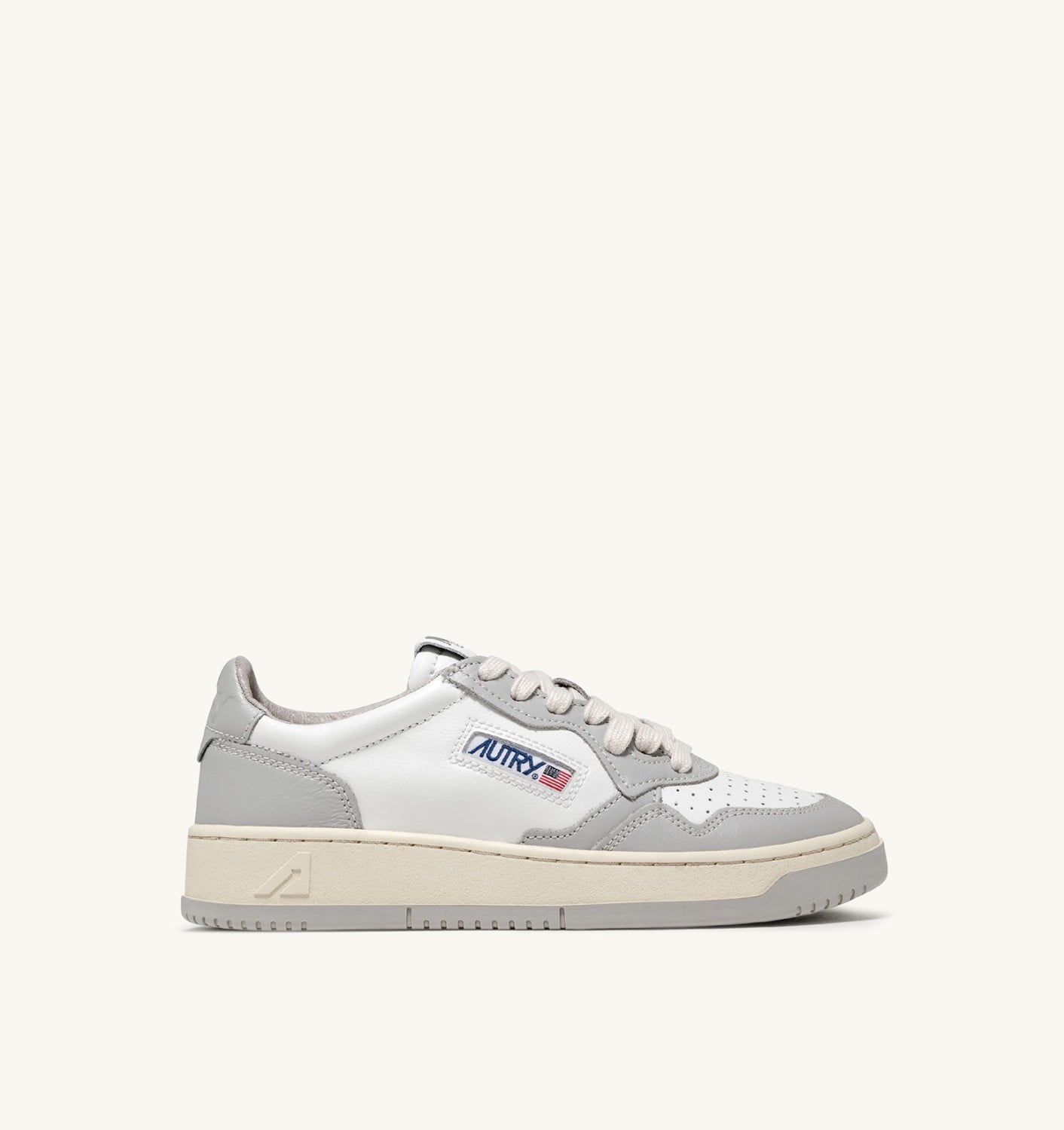 MEDALIST LOW BICOLOR IN PELLE BIANCA E VAPOR