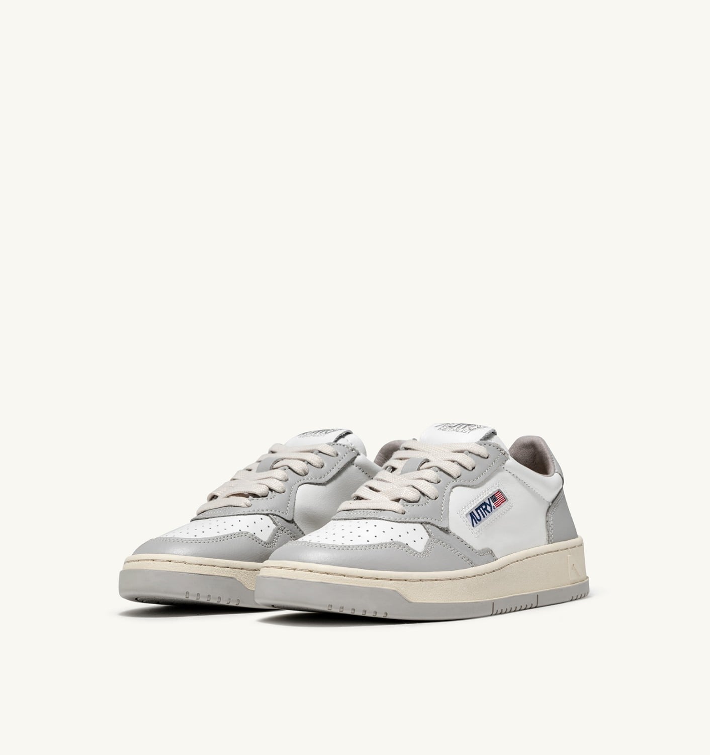 MEDALIST LOW BICOLOR IN PELLE BIANCA E VAPOR