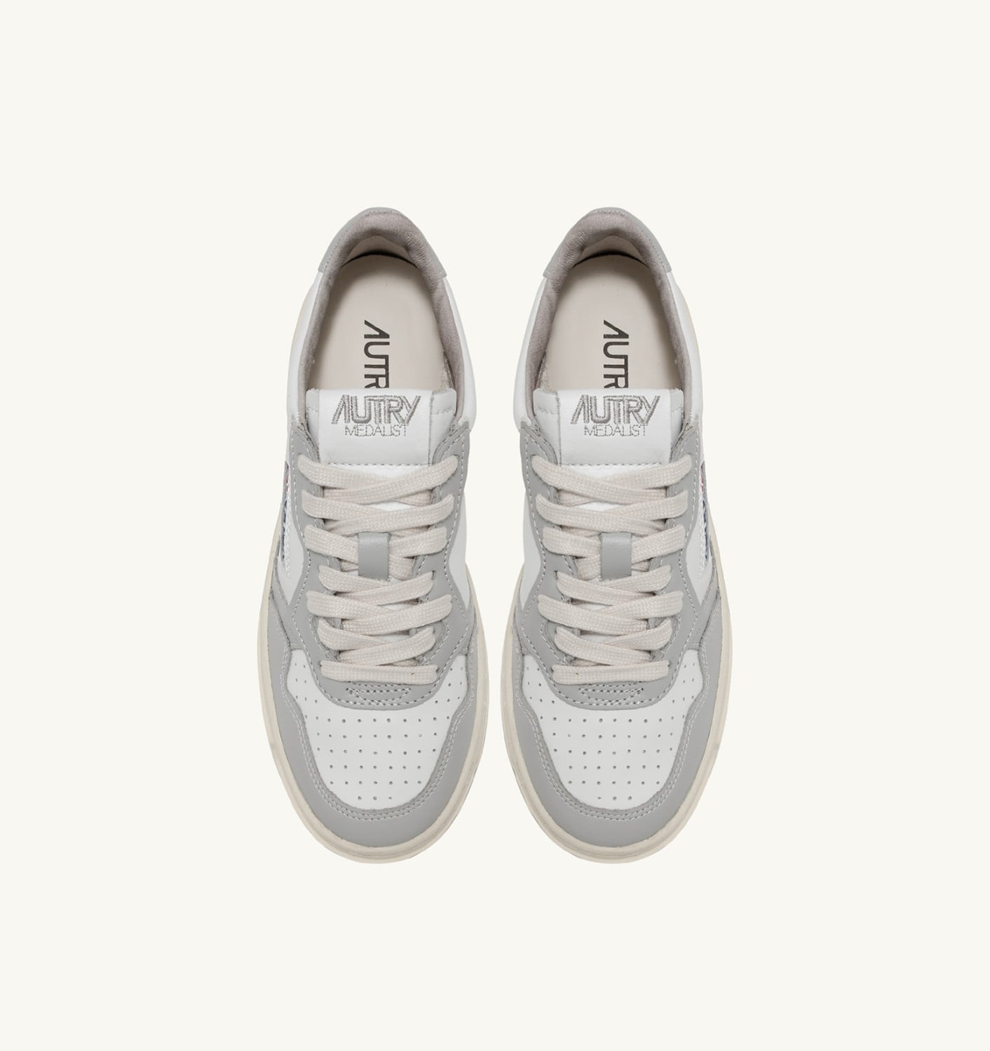 MEDALIST LOW BICOLOR IN PELLE BIANCA E VAPOR