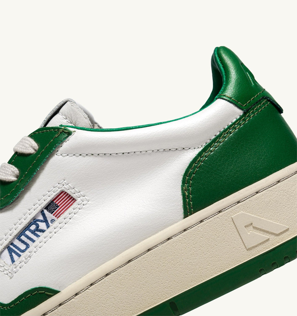 MEDALIST LOW BICOLOR IN PELLE BIANCA E VERDE