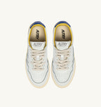MEDALIST LOW IN PELLE BIANCA E BEAU BLUE CON LETTERING DONNA