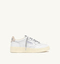MEDALIST LOW IN PELLE BIANCA E DETTAGLI LUREX ARGENTO