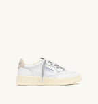 MEDALIST LOW IN PELLE BIANCA E DETTAGLI LUREX ARGENTO